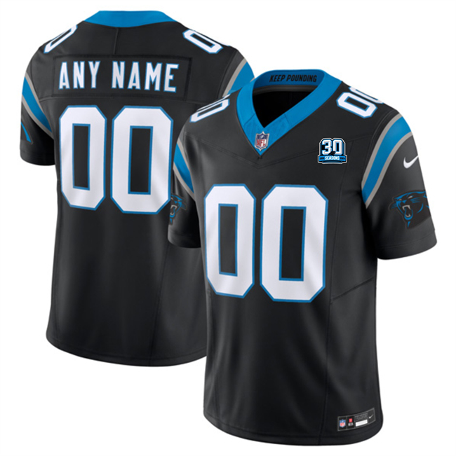 Men's Carolina Panthers Active Player Custom Black 2024 30th Anniversary Patch F.U.S.E. Vapor Limited Football Stitched Jersey